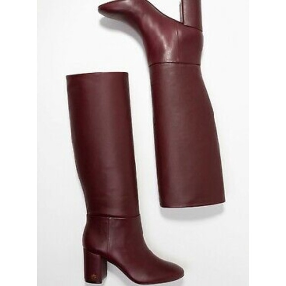 Tory Burch Brooke Slouchy Boots in Burgundy - Picture 4 of 8